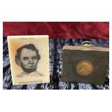 2 Abraham Lincoln Marble Engraved Wall Hanging