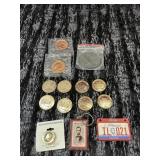 Metallic coins collectible foreign currency.