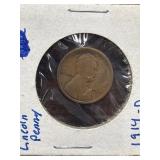 1914-D Lincoln Wheat Penny, a key date coin