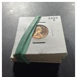 Eight 2000-S Lincoln cent proof coins.