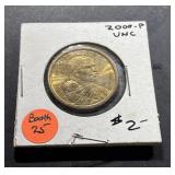 2000-P first series Sacagawea dollar coin.