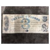 1862 State of Mississippi $3 note issued during