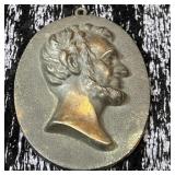 Abraham Lincoln Bronze Oval Cameo Wall Plaque