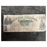 1862 Obsolete $1 Bank Note Issued by the State of