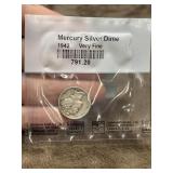 1942 Mercury Dime 90% Silver U.S. Coin 10 Cent