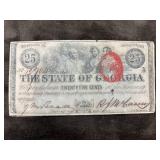 25-cent State of Georgia Bank Note U.S. Currency