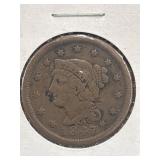 1847 "Braided Hair" Large One Cent U.S. Coin
