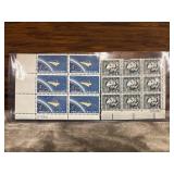 Partial sheet of vintage U.S. postage stamps,
