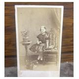 19th century Rare CDV of a child and her dog.