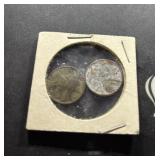 2 Heavily Circulated, Corroded Coins