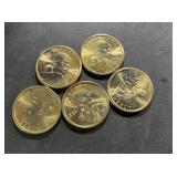 United States Sacagawea one-dollar coins.