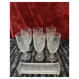 7 pc. Clear cut tea glassses  and clear glass