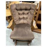 Solid Oak Glider Brown Cushion Rocker Chair