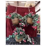3 pc. Artificial bougainvillea hanging baskets