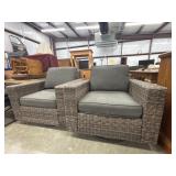 Allen an Roth woven swivel rocker chair.