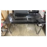 Black Glass Top Rolling Table