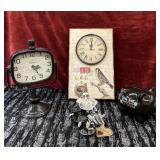 4 pc. Retro brand analog desk clock black metal