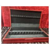 46pc. Vintage -style wooden silverware chest