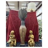 3pc.Tall floor vase woven rattan pattern and