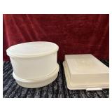 3 pc. Vintage white Tupperware round food