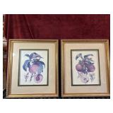 2 Pc. Vintage-style Botanical Art Prints.