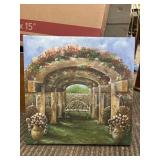 Victorian garden oil painting.