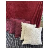 5 Burgundy And Cream Accent Pillows