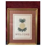 Framed cross-stitch  pineapple