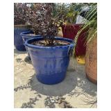 Glitzhome cobalt blue faux ceramic resin planter