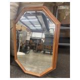 1980s Wood-framed Octagonal Mirror Features A