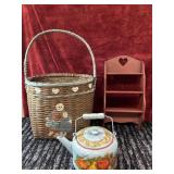 3 Pc. Woven Wicker Basket A Hand-painted Scene