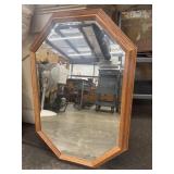 Vintage 1980s wood-framed octagon mirror