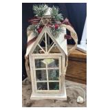 White, house-shaped decorative lantern