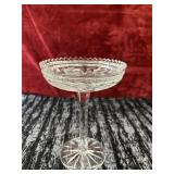 Crystal pedestal bowl with scalloped rim