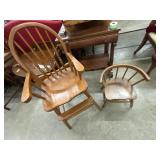 Vintage spindle-back high chair with tray