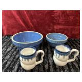 4 ceramic blue and white Pottery.