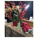 Festive Christmas table decorations.