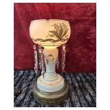 Victorian opaline or milk glass mantel luster Lamp
