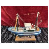 Vintage wooden fishing boat model