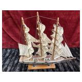 Vintage -style, handcrafted wooden sailing ship