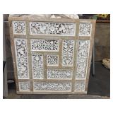 Rustic Bohemian carved mango wood wall panel.