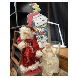 Christmas Santa, angel tree topper and Snoopy