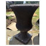 1 Aged Charcoal Colored Plastic Planter