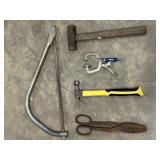 5 pc. Vintage rustic yard tools.