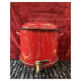 Vintage Red enamel beverage dispenser.