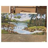 Waterfall over Rocks painting on canvas