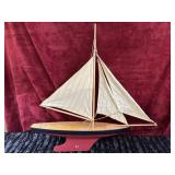 Vintage style wooden pond sailboat