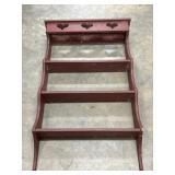 Red painted wood 3-tier display shelf