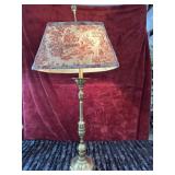 Brass table lamp with Toile De Jouy Shade