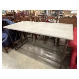 Vintage metal table with white marble top